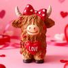 2pcs/set Valentine's Day Highland Cow Couple Home Decor Resin Ornament Romantic Couple Gift Tabletop Decorative Figurine
