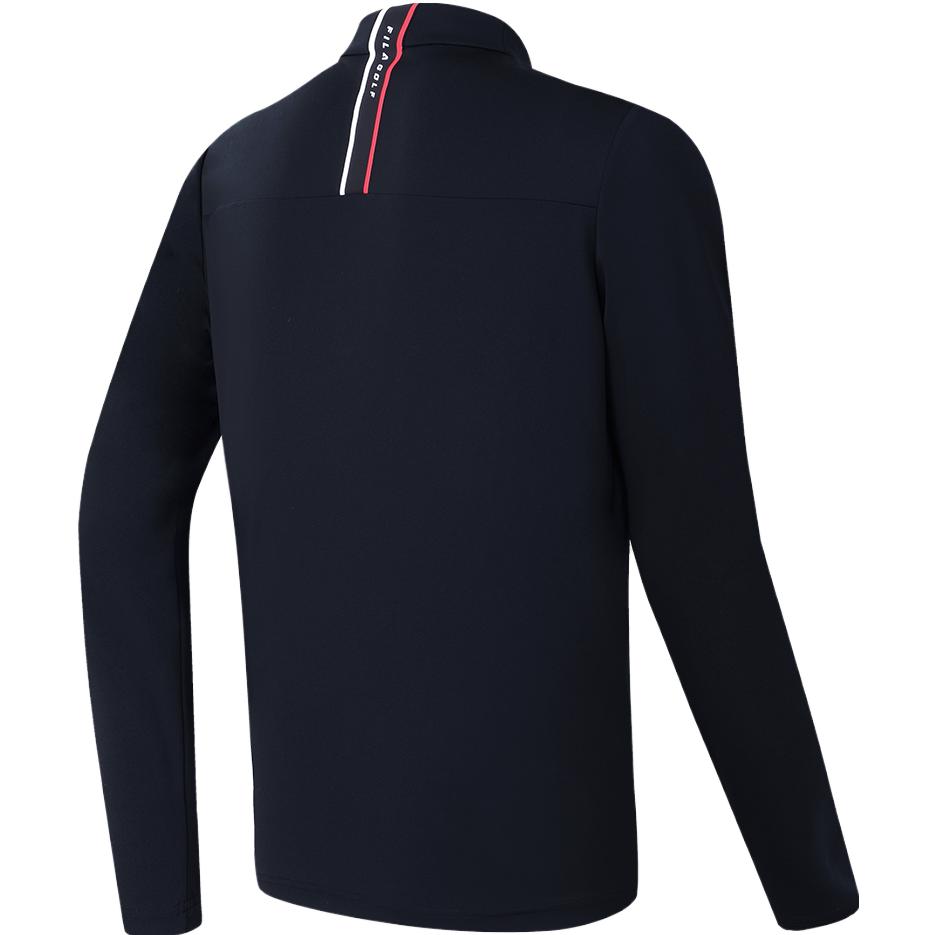 Fila New Knit Long Sleeve Golf Lycra Polo Shirt Sweatshirt Men Tops Deep-Black A11M345220F-BK