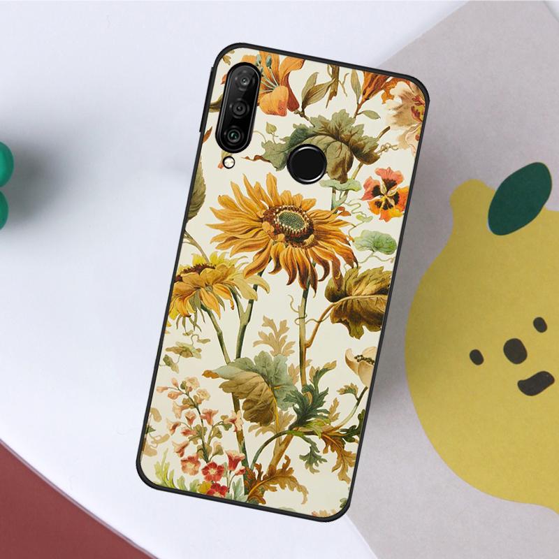 Vintage Sunflowers For Huawei Nova 12s 12i 11i 8i Y73 Y72 Y61 Y91 Y90 Y70 Y60 9 10 SE P30 P40 Lite P60 Pro Case