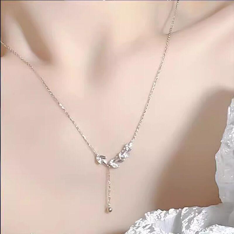 Titanium Steel Tassel Pearl Necklace with Zircon - Women's Luxury Clavicle Chain