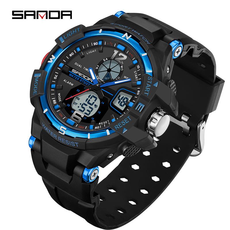 Sanda Trendy Sports Watches: Multifunctional Dual Display Electronic Watch for Men & Women