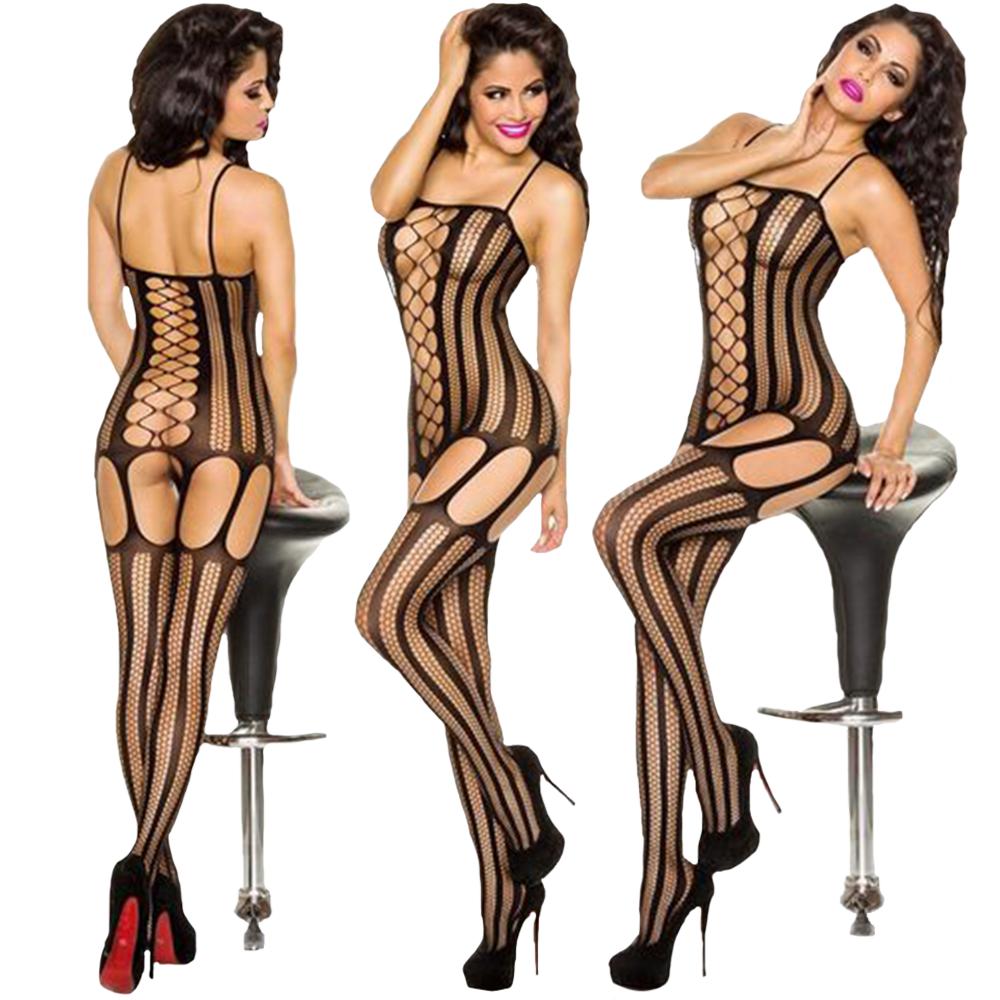 Women Sexy Bodystocking Lingerie Fishnet Open Crotch Stocking Naughty Sultry Erotic Tights Plus Size Porn Baby Stretchy Lingerie