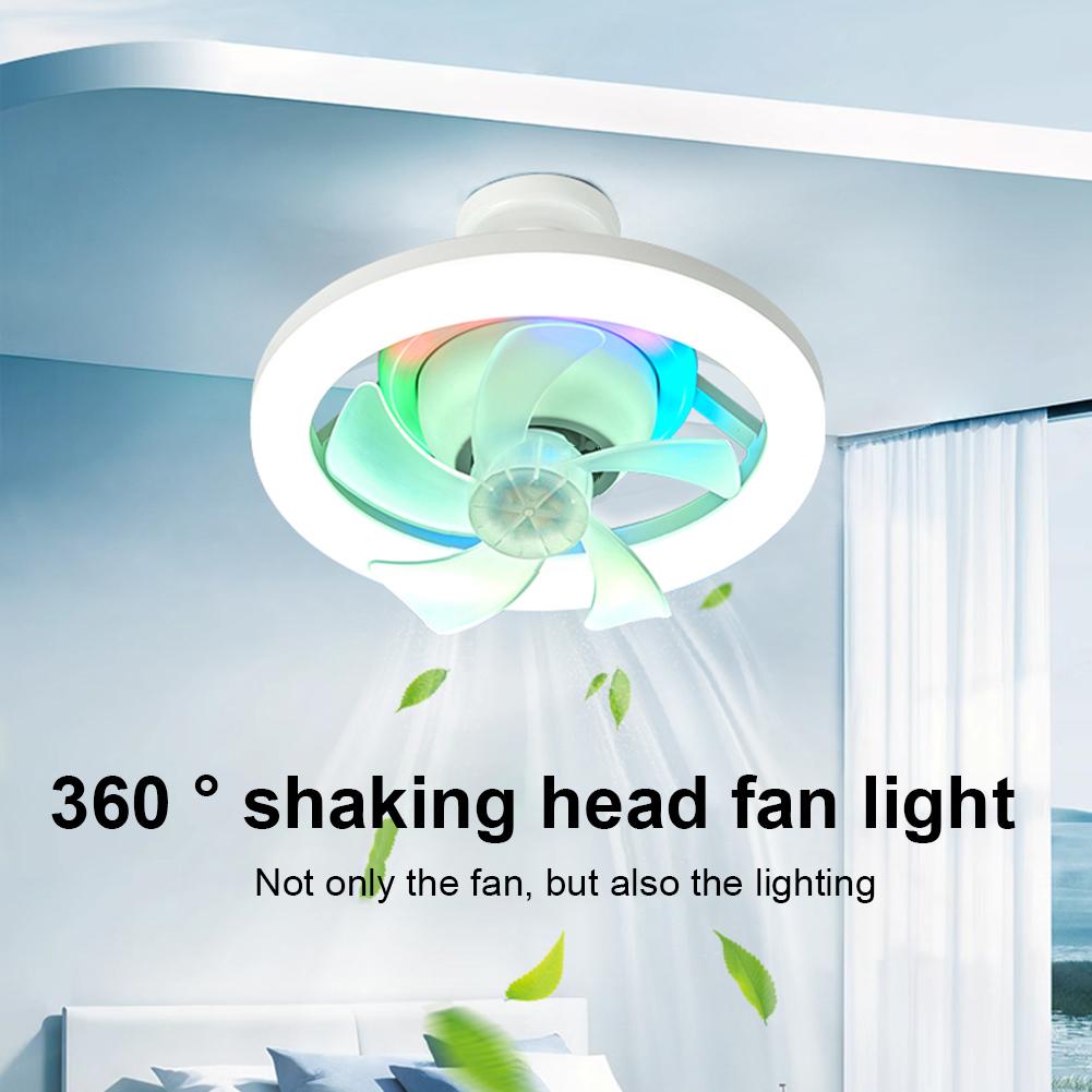 Rotatable 2 in1 Ceiling Fan Lighting Lamp E27 Converter Base LED Fan Light Lighting Base Bedroom Living Room with Remote Control