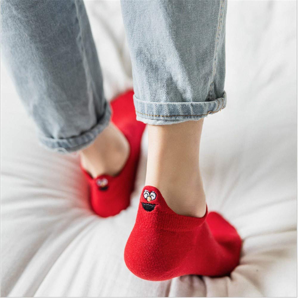 Sekuzy Sesame Street Ankle Crew Fashionable and Antibacterial and Sizes Set of 8 Socks, Socks, Cute, Stay-Staying, Unisex, Odor-Resistant, Thin,