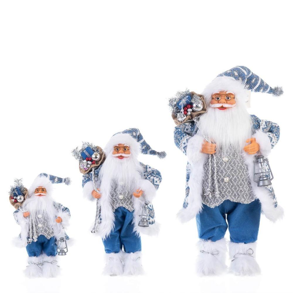 New blue Santa Claus doll doll Christmas decoration standing Santa Claus decorative ornament gift