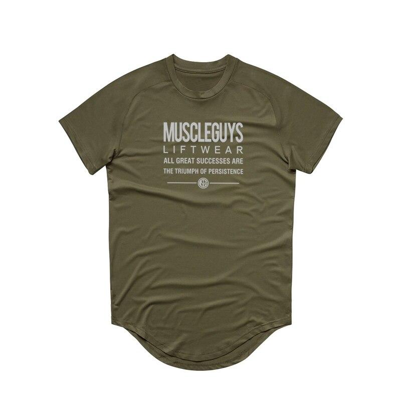 Muscleguys New Trend Fitness T-shirt Print Short-sleeve Gym Training Running Clothes Bodybuilding Men's Sports Tops Comfortable and Dry