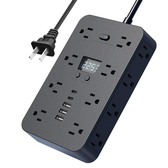 Powerful High Current Socket with Charger Multi-Slot Design 16 AC 3 USB 2 Type-C Fast Charging Socket Charger Combo