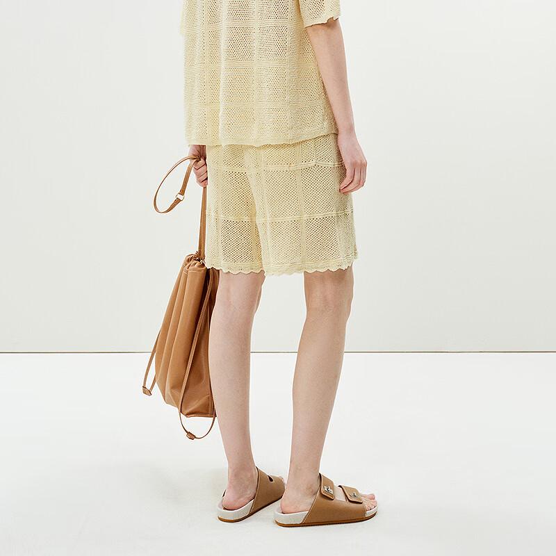 LESS 2025 Summer Cotton Blend Knit Straight Shorts