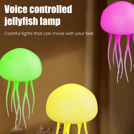 Floating Jellyfish Lamp Gradient Dimming Voice And Sound Interactive Control Night Light Rechargeable USB Type-C Color Changing Mood Lamp for Bedroom