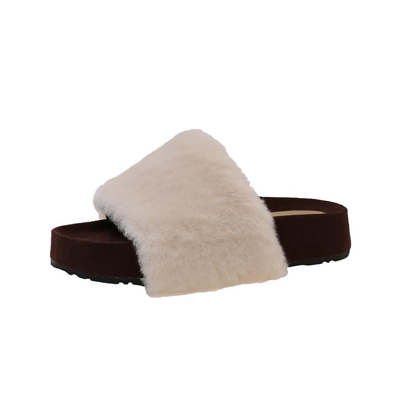 Women's Fashion Slippers Round Toe Platform Sole One-line Slippers Outdoor Fashion All-match Plus-size Casual Korean Style Shoes