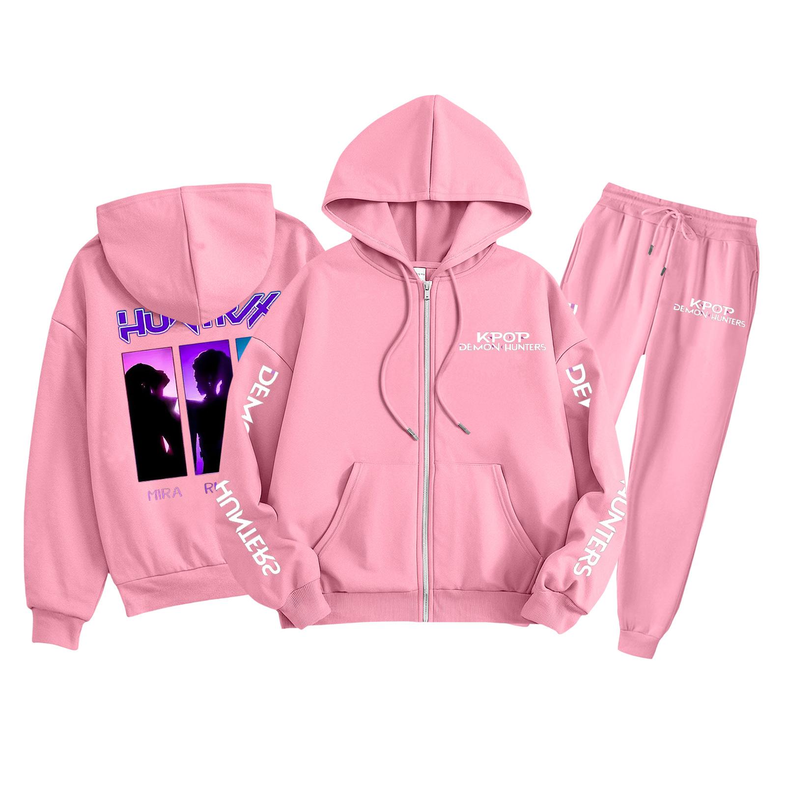 

Детская мода Толстовка с длинным рукавом, на молнии, с капюшоном, спортивные штаны с принтом, комплект толстовки с карманами 110 розовый