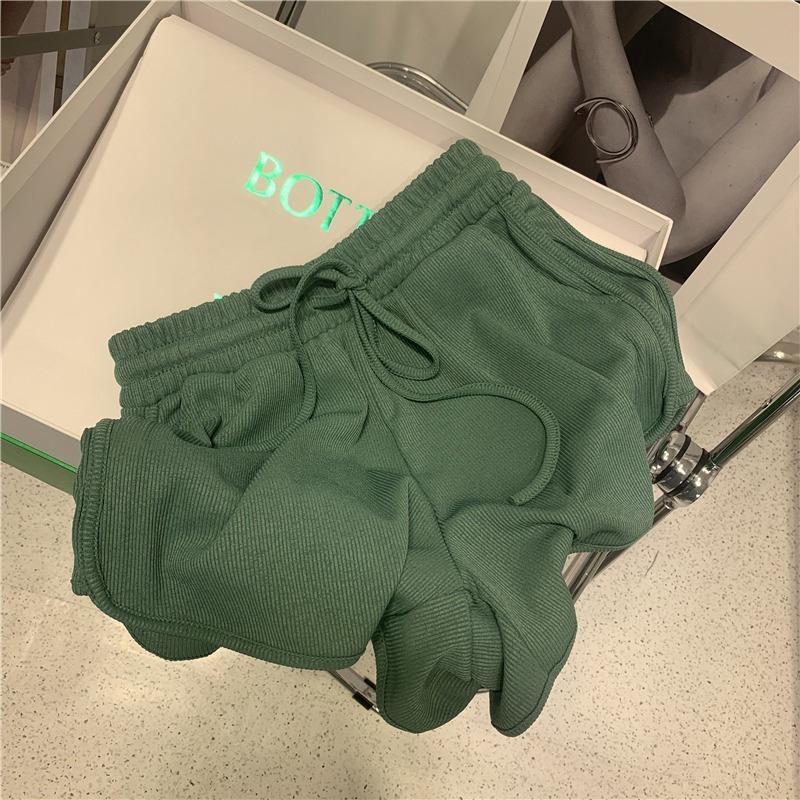 Dámské letní sportovní kraťasy Ice Silk s vysokým pasem, korejská verze, uvolněné domácí pyžamové kalhoty velké velikosti, široké nohavice, teplé kalhoty