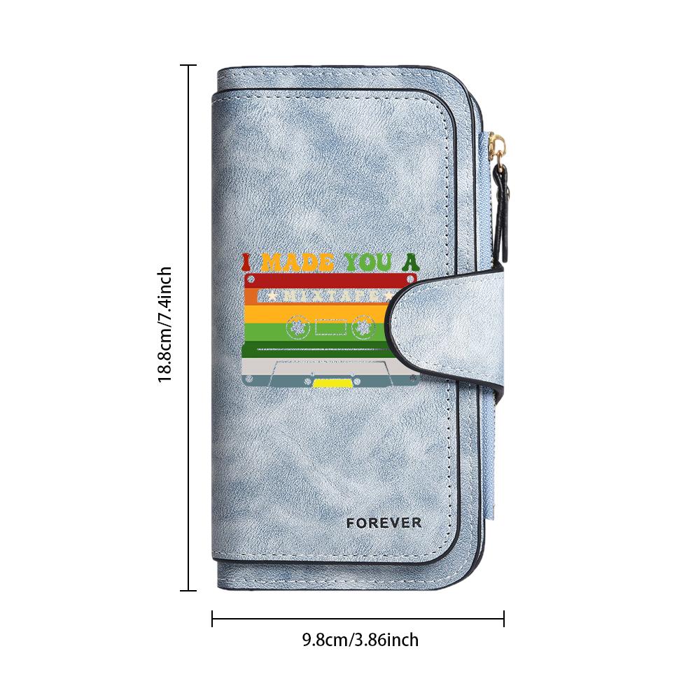 Vintage Cassette Print Fashion Wallet Portable Multi Card Holder Slim Purse