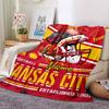 Kansas City Football Helmet With Cityscape Background Cozy Customizable Blanket Name Comfortable Texture For Sofa Couch Office Bed Picnics Ideal For