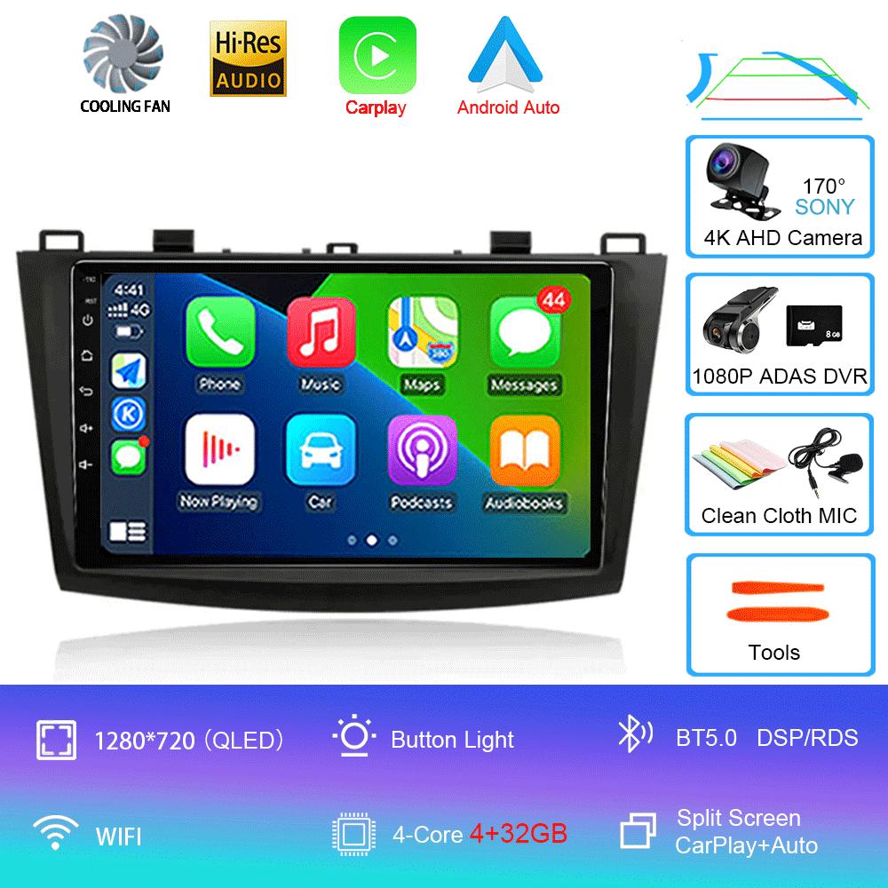 Android 14 For Mazda 3 2009-2013 Video Player Car Radio Multimedia Stereo Navigation Carplay Speakers Head Unit Audio GPS 2 Din