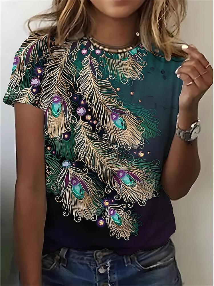 Unisexs Summer Casual Roundneck Shortsleeve Tshirt Simple Dragonfly Print Elegant Tshirt Stylish Unisexs Top