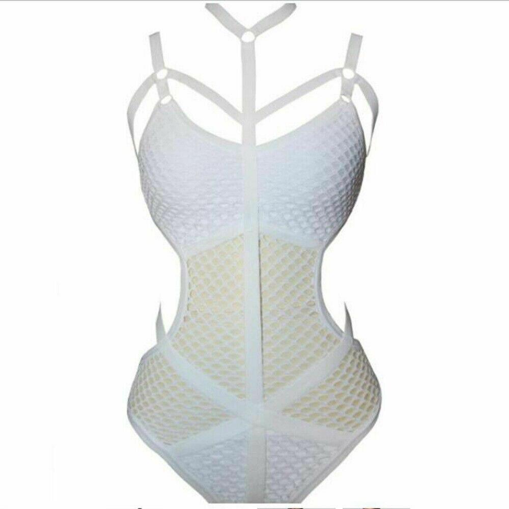 Maillot de bain une pièce en maille pour femme, bikini, string, résille, body