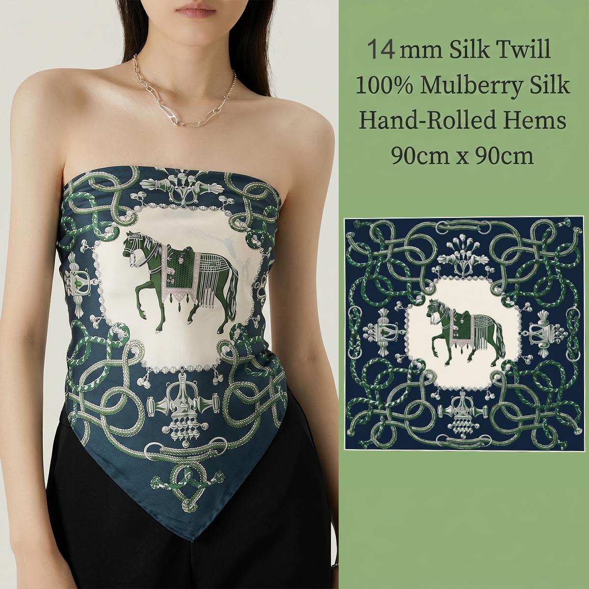 2026 Customizable 90x90cm Twill Silk Scarf Luxury 100% Mulberry Silk Women Square Bandana Headscarf Low MOQ Custom Printing