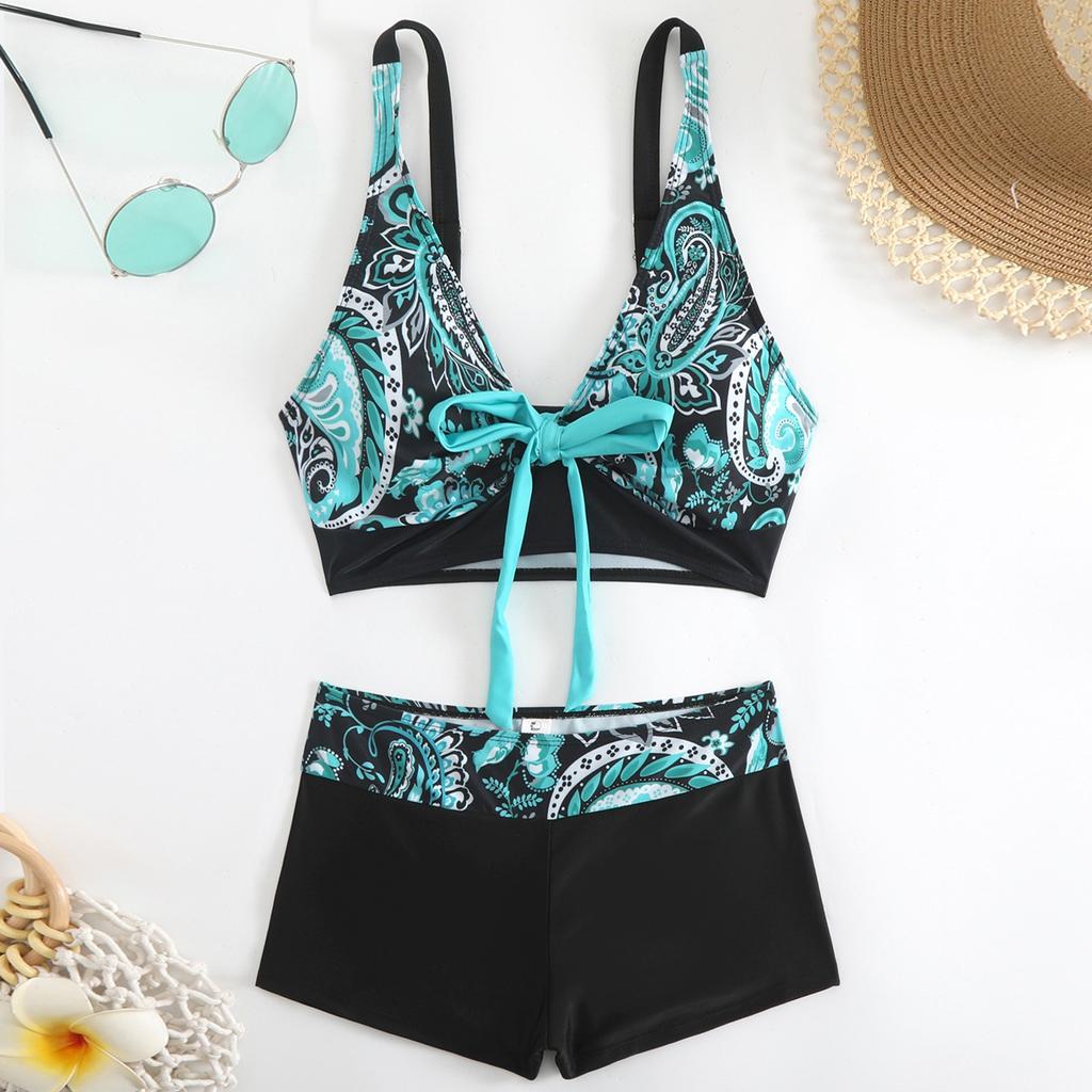 Women's Split Fashion Sexy Bikini Print With Breast Pad Without Steel Bracket Swimsuit