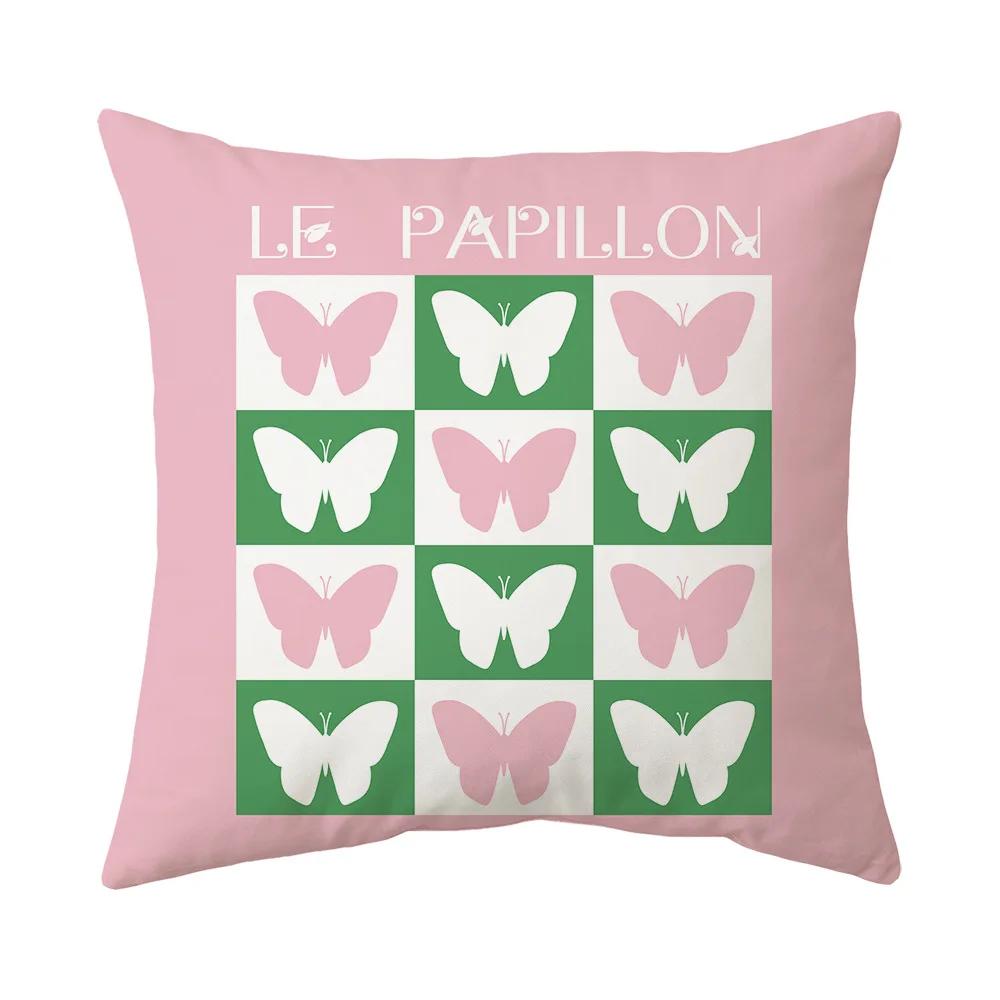 Pink Green Pillowcase 45x45cm Square Pillow Covers Art Drawing Series Pillow Cushion Cover Abstract Main Image Throw Pillow Case