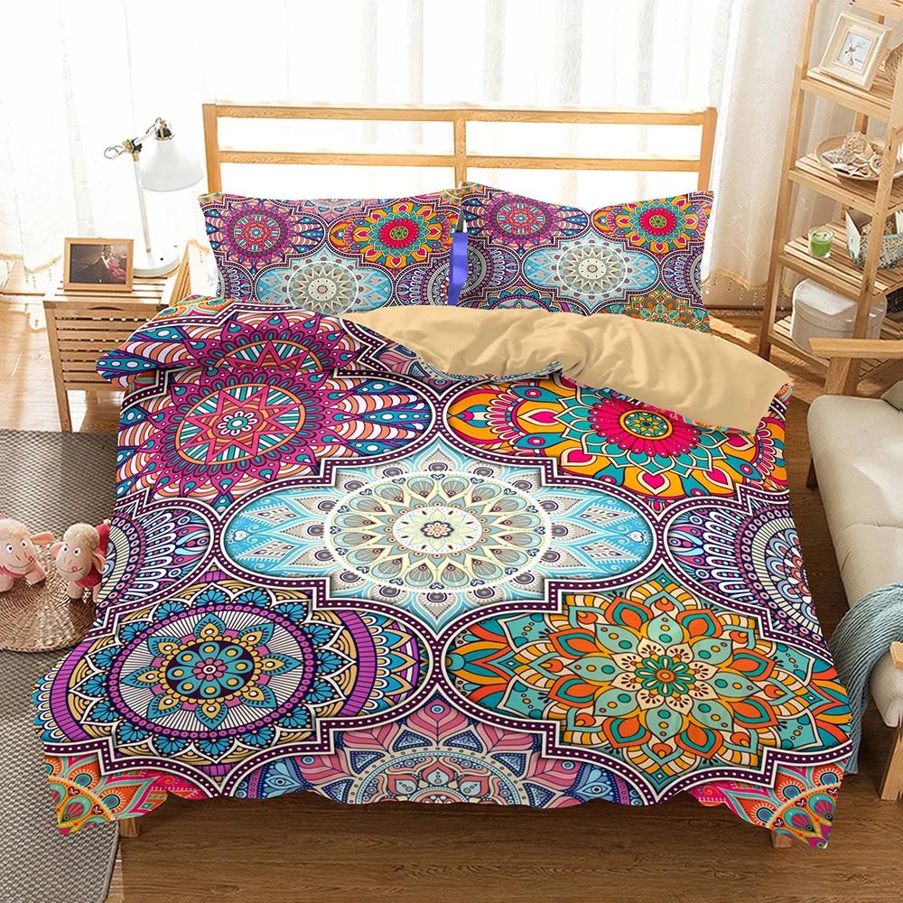 Western 3 Pcs Soft Duvet Cover Sets Bohemian Beding 28x28 Egyptian Hot Boho Bedrom Bedclothes Single Double Bed Linen Set Pilowcase