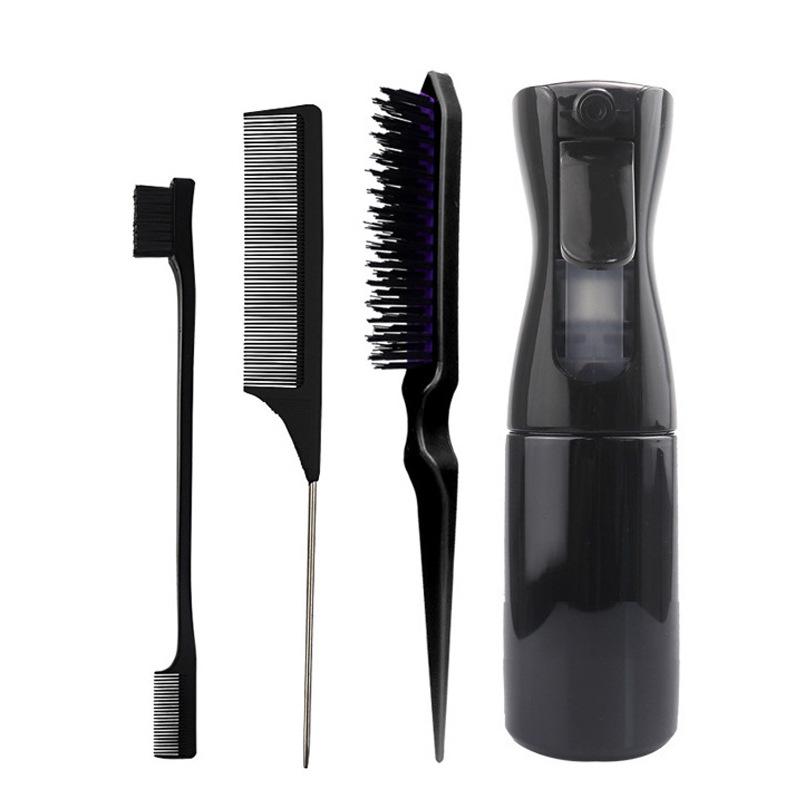 6pcs/Set Comb Brush Set Hairdressing Spray Bottle Hair Braiding Loop Pointed Rat Tail Comb Edge Fixed Mouse Control Brush