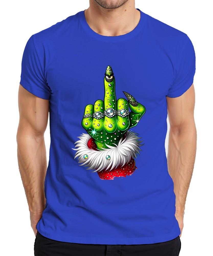 Grinch Middle Finger Christmas Cheeky Gift Glitter Unisexs Tshirt