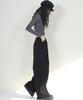 Deumakeu Wide-Fit Corduroy One-Pleat Elastic Pants Black