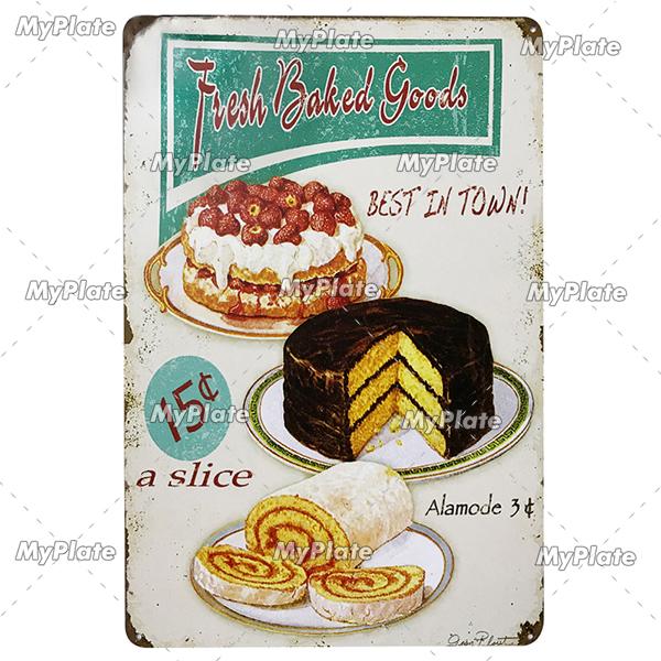 Cake Metal Sign Plaque Metal Vintage Food Tin Sign Wall Decor for Kitchen Cafe Diner Bar Cupcake Metal Signs