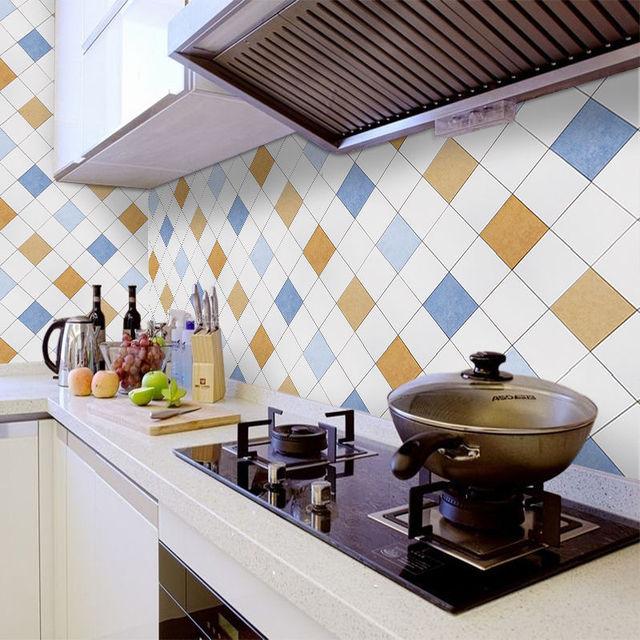 DIY Oil Proof Kitchen Furnitur Wall Stickers Self Adhesive Papel De Parede Bathroom Tile 3D Waterproof Vinyl Cabinet Wallpaper
