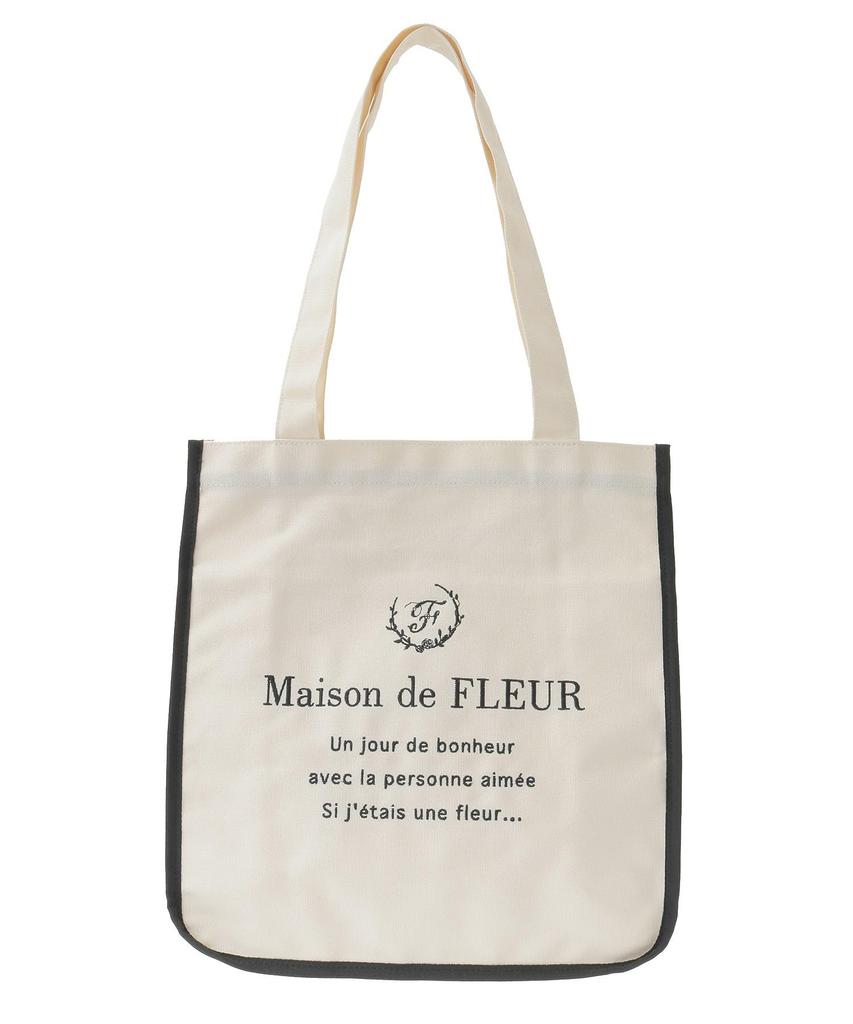 Maison de Fleur Piping Square Tote Bag, Women's, 08000790600, Black
