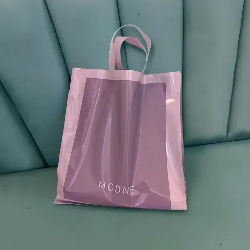 50piece Cartoon Large Capacity Gift Bags Vertical Large Size Clothing Store Plastic Handbag High End Portable Gift Storage Pocke