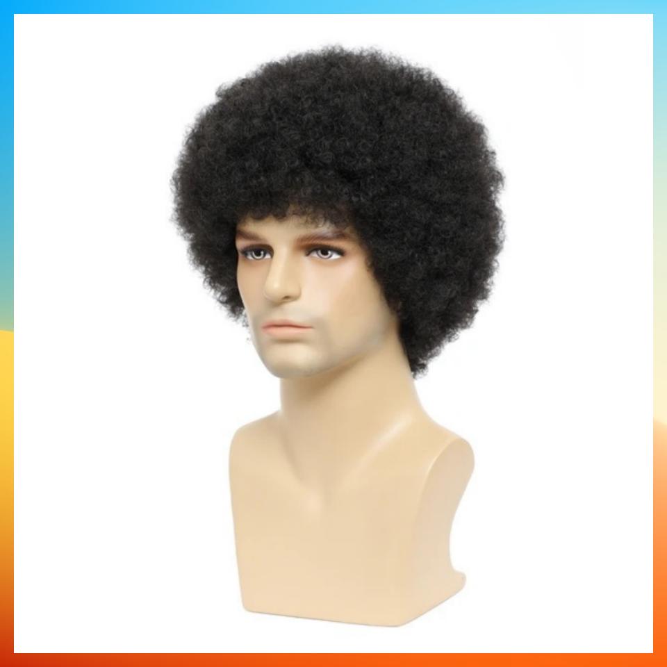 Perucă africană la modă 2025, perucă scurtă și creță pentru bărbați, HW990