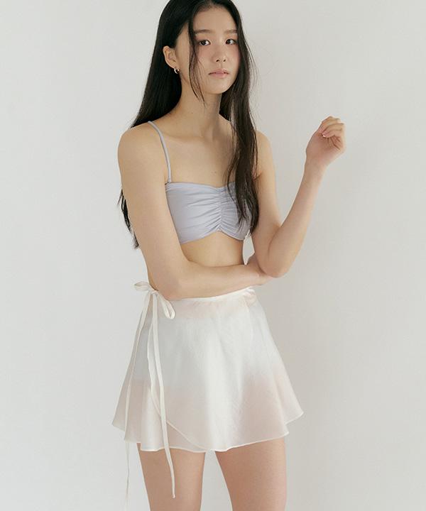 Lingseoul Sheer Layered Wrap Skirt-Ivory