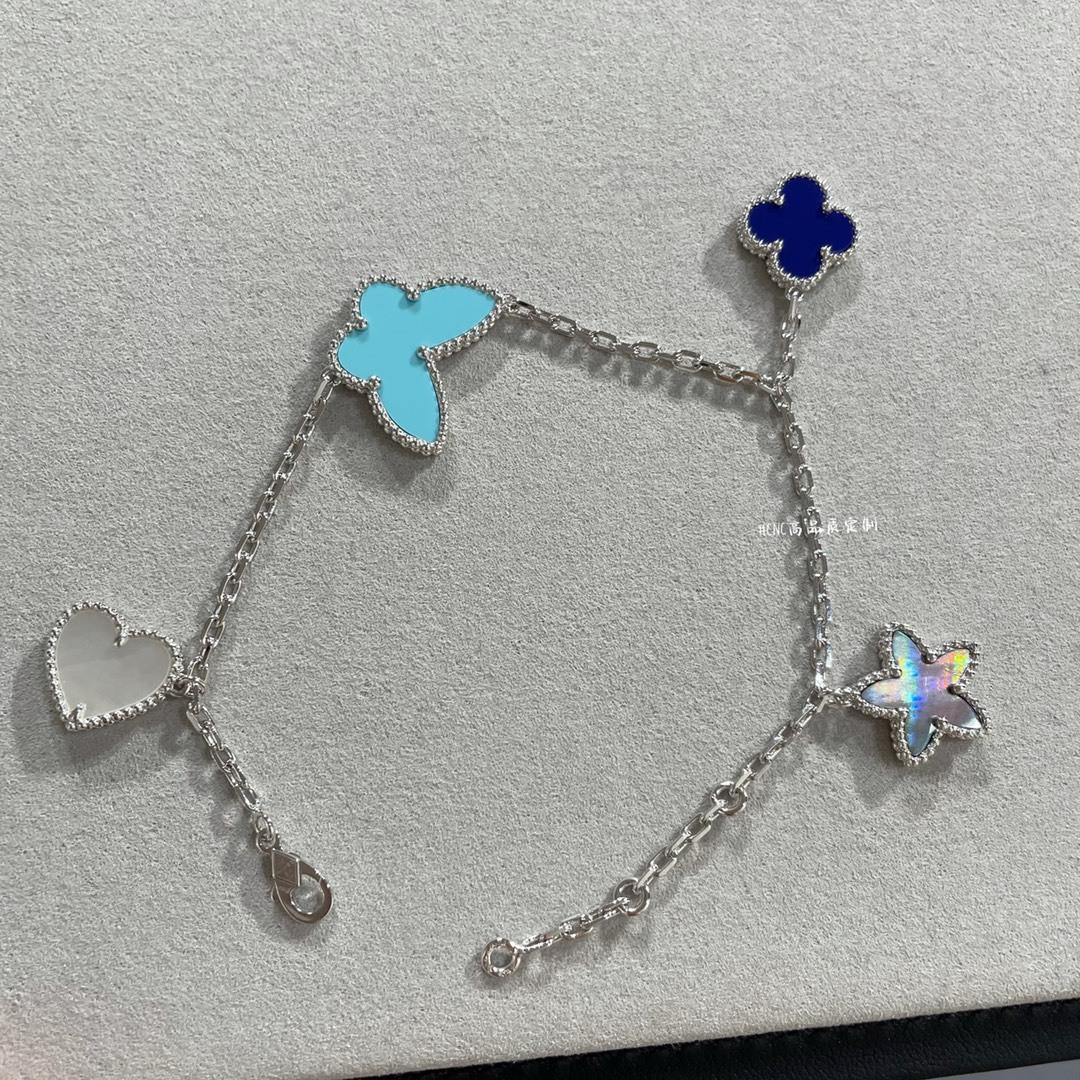 Удача Счастливый Белое Золото Цветок Браслет Женский V Позолоченный V Золото 18к Розовое Золото Бабочка Клевер Пять Цветков ЧПУ