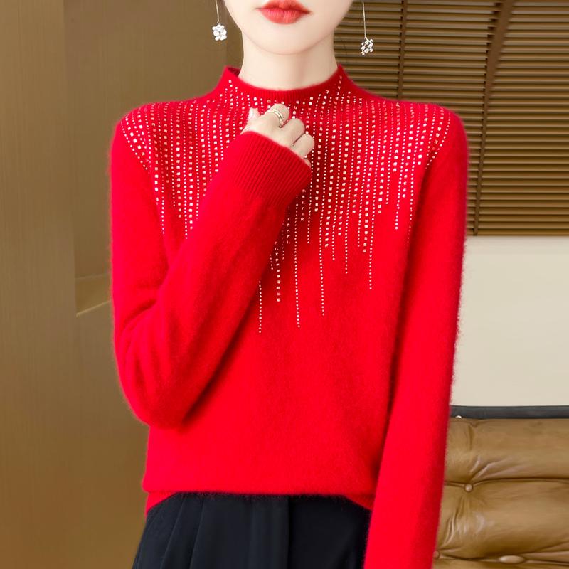 Women's Cashmere Sweater Qinghe Cashmere 30% Cashmere 70% Wool Autumn and Winter Pullover Warm and Fashionable