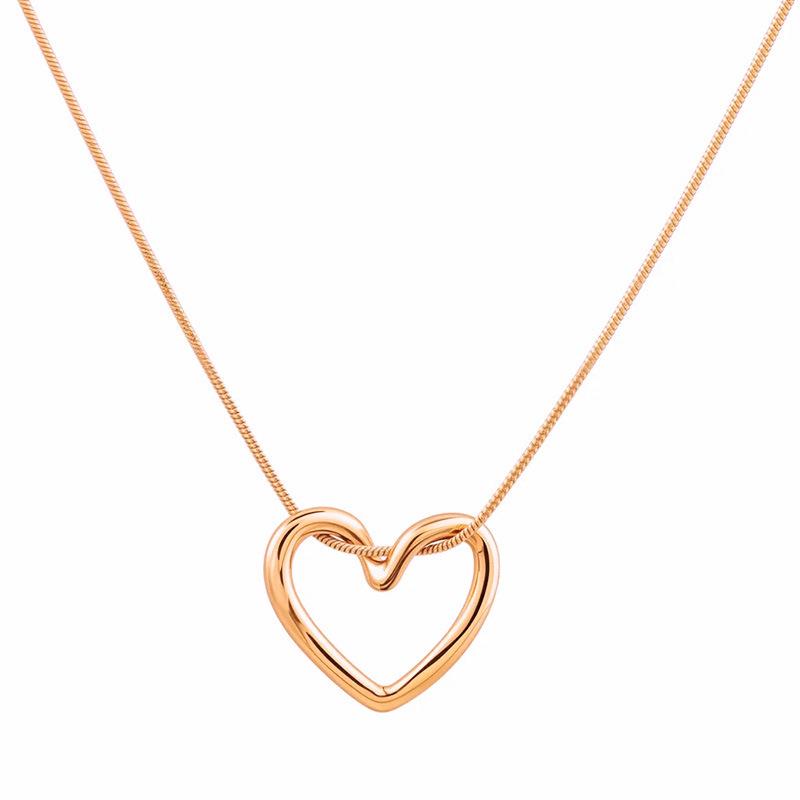 Luxury Heart Pendant Necklace: Elegant Hollow Heart Design for Couples & Friends