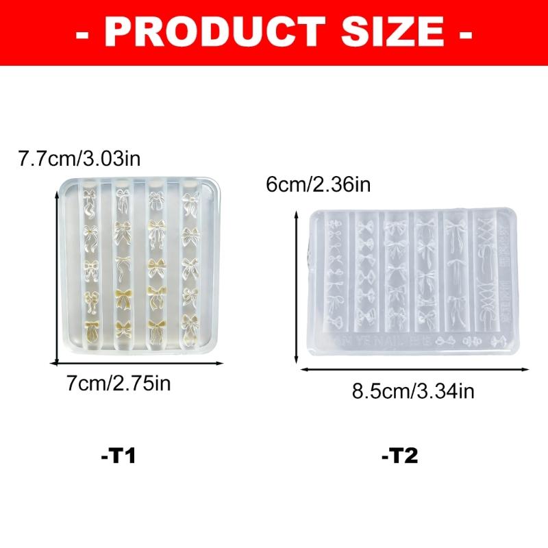 High Transparency Silicone Bows Shaped Nail Art Mold For Crafts Professional Manicure Tools For Parties Weddings