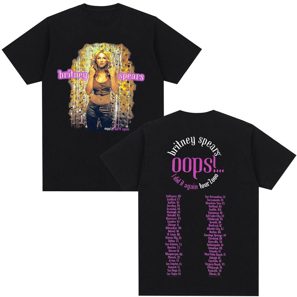 Britney Spears Metal Rock Graficzny T-shirt Damska Moda Hip Hop Koszulki Harajuku Vintage Krótki Rękaw T-shirt