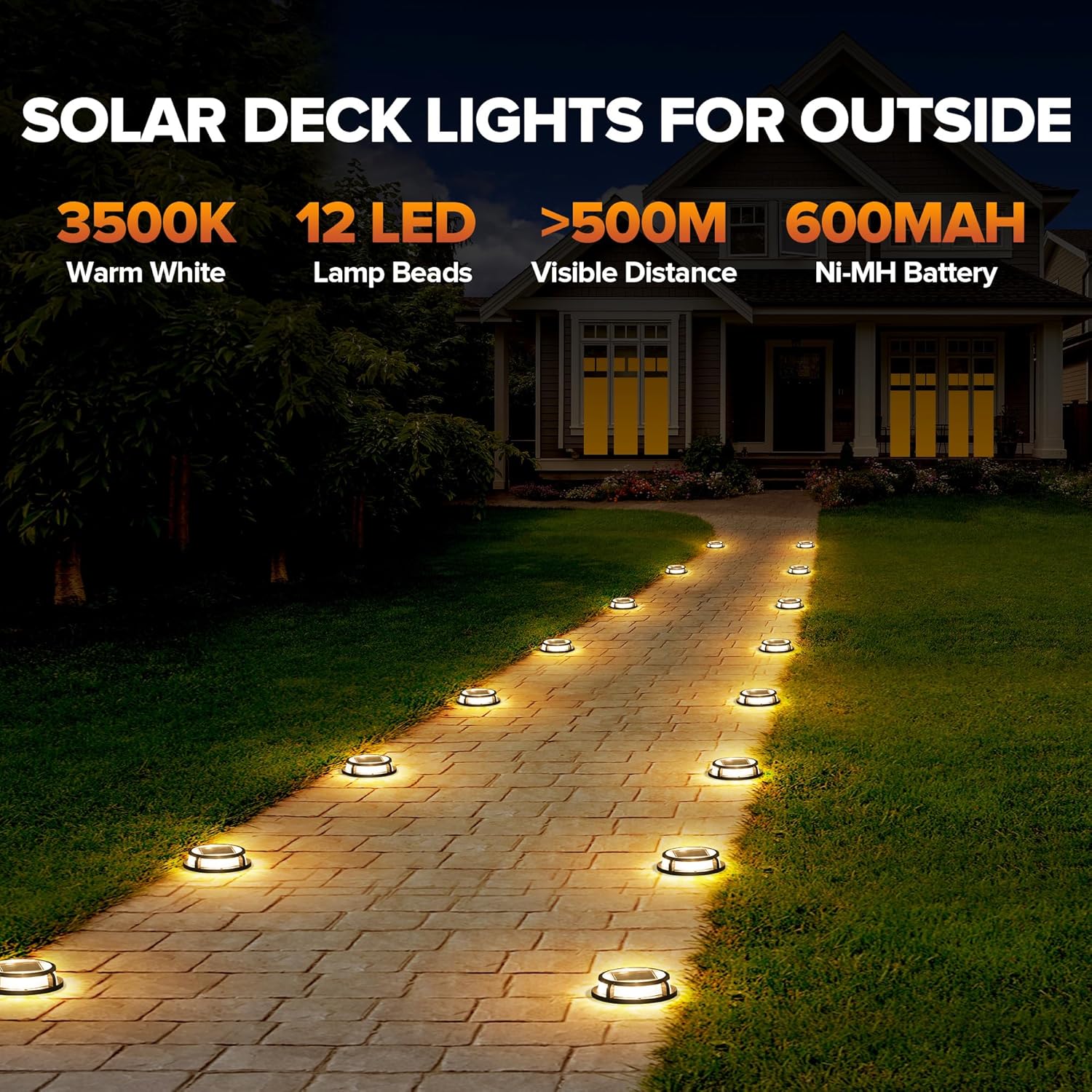 

4 Pack Solar Driveway Lights, 12 LEDs IP67 Waterproof Warm White Outdoor Marker Lights for Pathway, Patio, Garden 2 Pack чорний