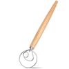 Danish Dough Whisk Stainless Steel Hand Mixer Blender Egg Beater Poking Bar Pastry with Wooden Handle Baking Tools