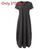 Polyester Vneck Pocket Split Long Dress For Casual Summer Wear