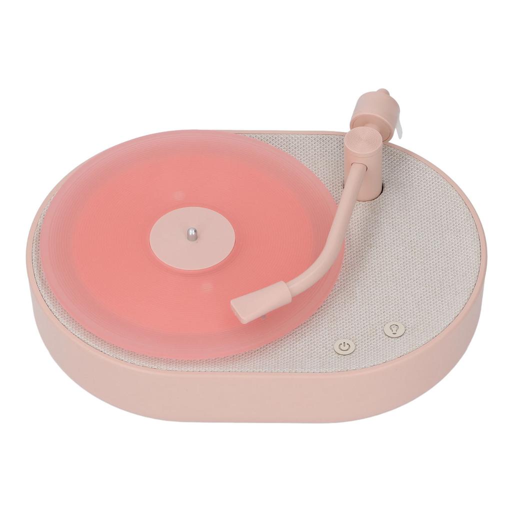 Bluetooth Speaker Record Player Shaped Bedroom Sleep Desktop Aromatherapy LED Night Light Pink