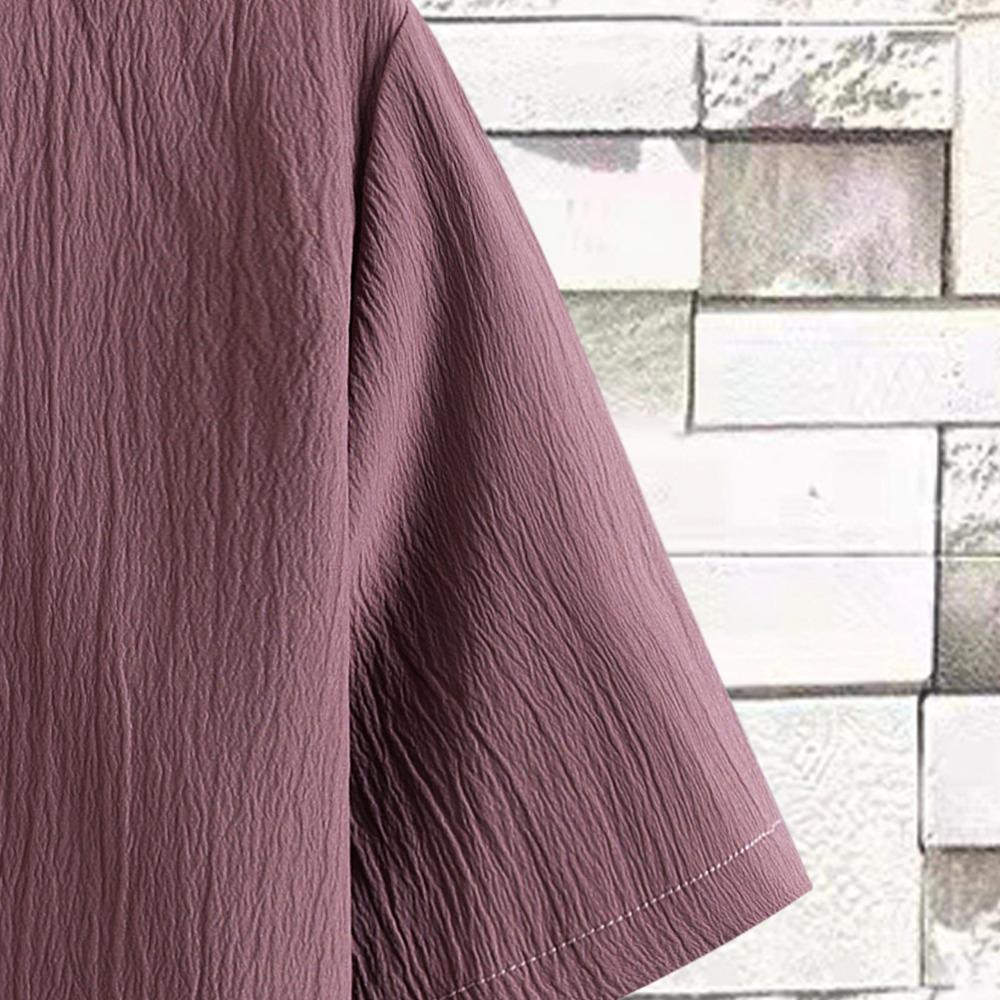 2025 Summer New Men's Short-sleeved Shirt Fashion Casual Loose Comfortable Solid Color Cardigan Lapel Beach Men's Short-sleeved Shirt