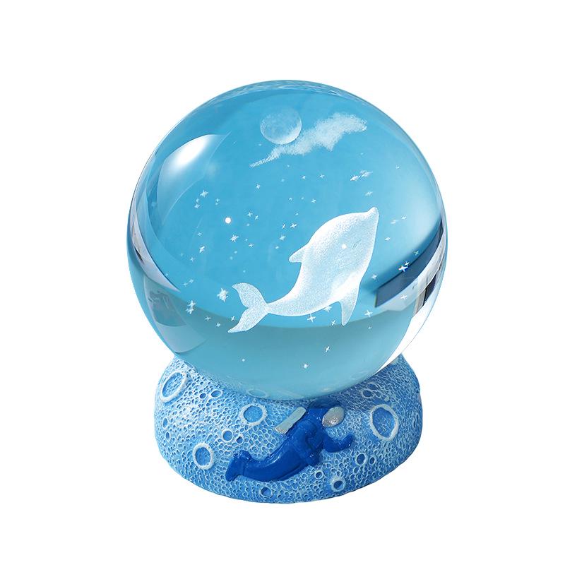 3D Crystal Ball Night Light - Creative Luminous Desktop Ornament, Perfect Gift for Boys, Students' Birthdays