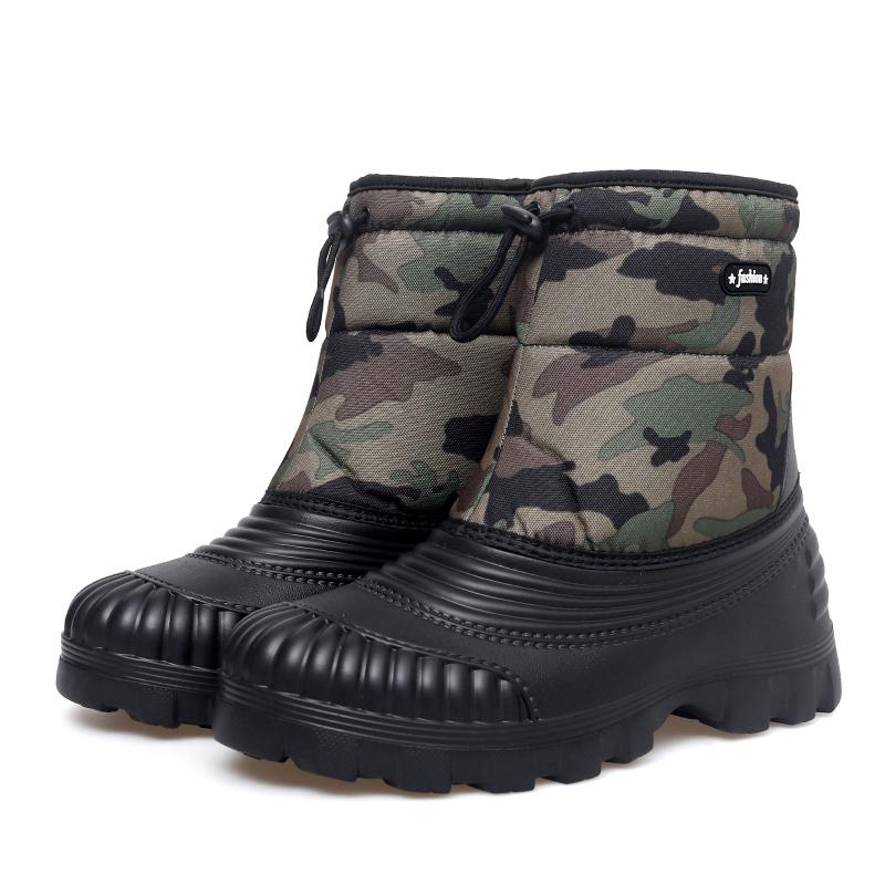 Men's Winter Warm Snow Boots Rubber Hiking Boots Outdoor Mid Calf Camouflage Duck Boots Waterproof  Plus Size