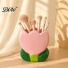 Office Desk Accessories for Women Tulip Makeup Brush Holder, Resin Cosmetic Organizer Vanity Desk, Cute Flower Pen Floral Stationery Cup