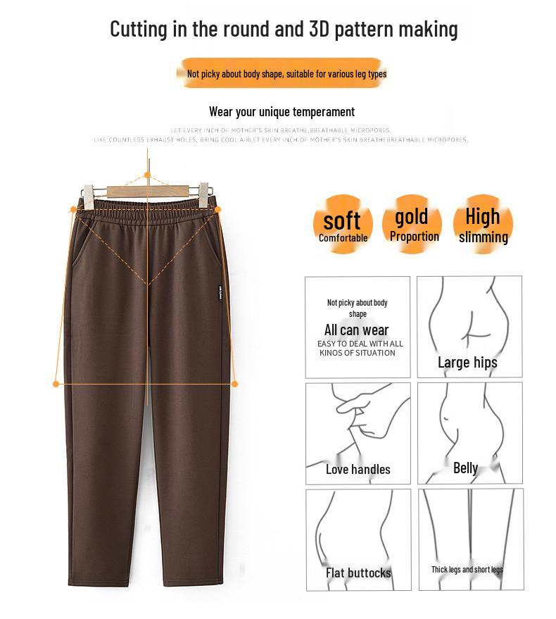 Cozy Fleece-Lined Harem Pants: Stylish, Warm & Loose Fit for Autumn/Winter. Ideal for Middle-Aged & Elderly.
