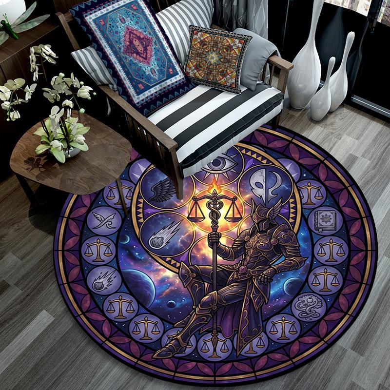 Ragnarok Symbolism Round Area Rug Under Office Chairs Bedroom Living Room Home Decor