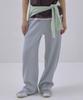 Sayu Soft Waffle Curved Elastic Waist Pants Light Blue